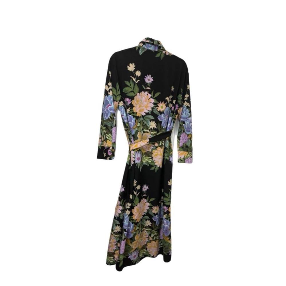 Zara Floral Silk Tie Dress (Sz Medium) - Picture 4 of 5